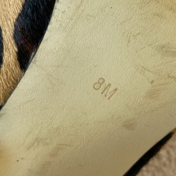 Guess Leopard Print Peep Toe Slingback Heels Size 8M Red Accent Stiletto Pumps - Picture 4 of 7